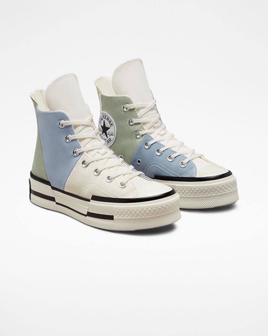 Men's Converse Chuck 70 Plus Material Mashup High Top Shoes Olive | AU 0538EZ